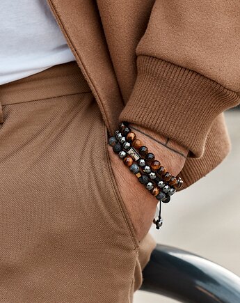 Set 3 męskich bransoletek - dobra energia, Kulka Bransoletki