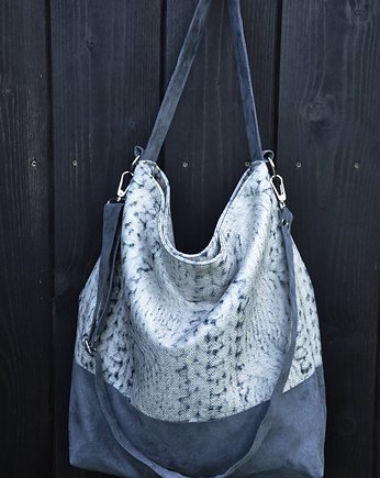 Duża torba worek - sweterkowa, print, PRACOWNIA 166