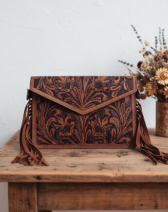 Torebka skórzana ręcznie zdobiona Odisha, SempreArte