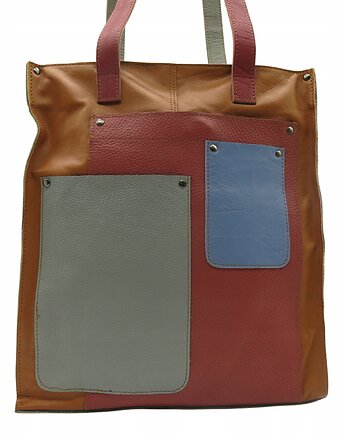 Torebka damska na ramię, shopper, duża, pojemna, mieści A4 skórzana OLIVKA, Olivka Warsaw