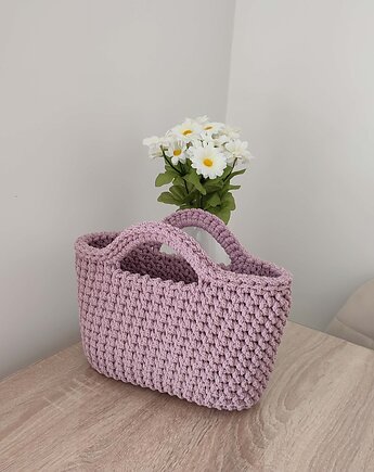 Koszyk - torba szydełkowa do ręki ze sznurka 25cmx20cm, MISZ MASZ Dorota Tyszko