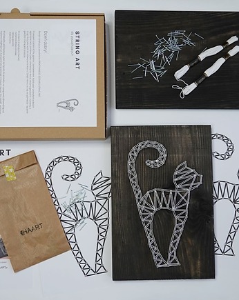 KOT string art BOX DIY  kreatywny zestaw zrób to sam, OSOBY - Prezent dla dwulatka