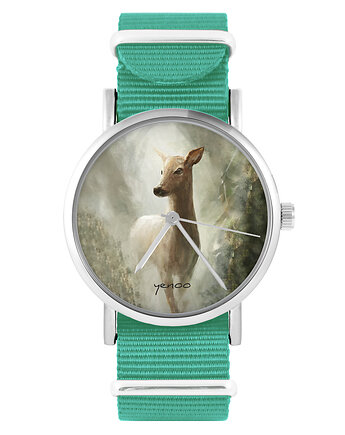 Zegarek - Sarna - turkusowy, nylonowy, yenoo