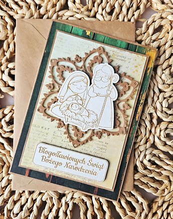 Kartka bożonarodzeniowa ze świętą rodziną A6, papierololo