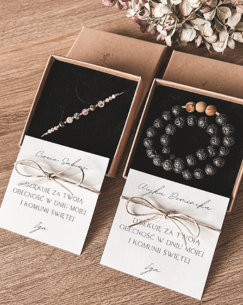 Komplet bransoletek prezent dla Rodziców Chrzestnych I komunia Św, Tiny Stone