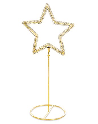 Dekoracja -  2 szt. stojąca GWIAZDA 22x10x7,5 cm na złotej podstawce, MIA home