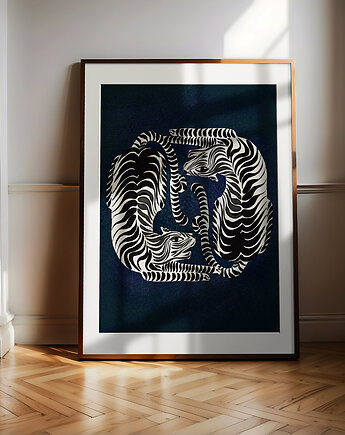 Grafika SECRET GARDENS II, grafika z tygrysami, kasiakucwaj