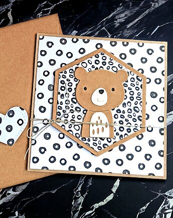 MIŚ kółkowy :: kartka handmade na urodziny, roczek., kaktusia