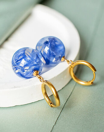 Kolczyki z płatkami bławatka, nature gift