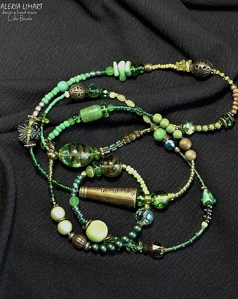 Wiosenny zielony naszyjnik w stylu BOHO ręcznie robiony. Uroczy prezent, Galeria Limart