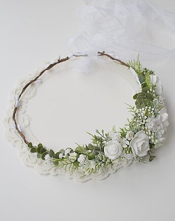 Wianek komunijny dla dziewczynki zieleń,boho na gałązkach, Petite Dame