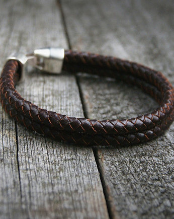 męska bransoletka : SKÓRA : double brown, kaktusia