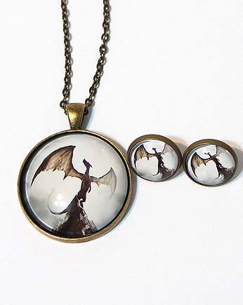 Naszyjnik i kolczyki - Smok cienia - brąz, yenoo