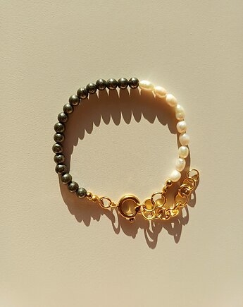 Bransoletka perła naturalna, piryt, s e n s e d accessories