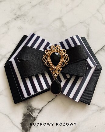 Brosza  z czarnym kryształkiem NEW, Pudrowy Różowy