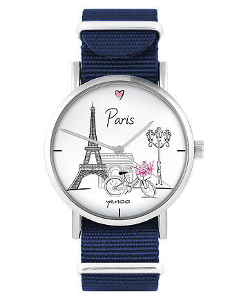 Zegarek - Paris - granatowy, nylonowy, yenoo