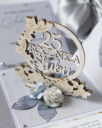 25 rocznica ślubu, srebrne gody, exploding box, kartka 3d, Papiernik
