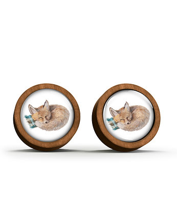 Kolczyki drewniane - Lisek - sztyfty, yenoo