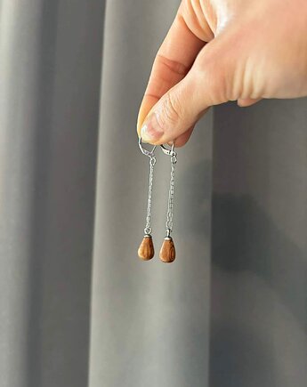 Kolczyki drewniane Whisky, Jędzior Jewellery