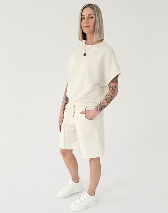 Komplet oversize bezrękawnik i spodenki wide leg, Ablush