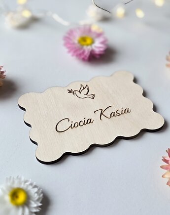 Drewniane winietki komunijne z grawerem , BohoSuszki