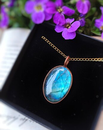 Wisiorek Cichy Błękit z labradorytu i miedzi