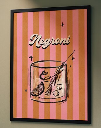 Plakat Negroni drink retro paski, Harvest Maison