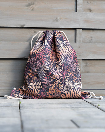 Plecak worek wodoodporny Paprotki, wu handmade