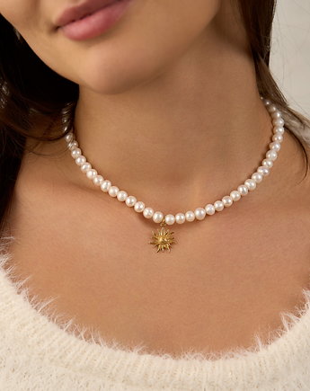 Choker naszyjnik perły naturalne- srebro 925 pozłacane, Coccola JEWELLERY