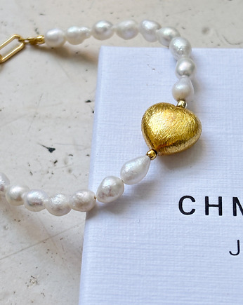 Bransoletka z pereł naturalnych serce, Chmolowska Jewellery