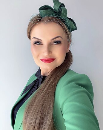 Fascynator Petra BUTELKOWA ZIELEŃ/ ZIELONY oraz inne kolory, MONIKA SAXTON LUXURIOUS MILLINERY