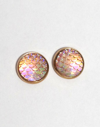 Kolczyki sztyfty - Łuski różowe - różowe złoto, yenoo