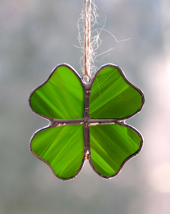 Koniczyna czterolistna witraż zawieszka 6 cm, BeArt Handmade