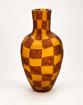 Duży WAZON szachownica bursztyn, Studio Borowski Krosno