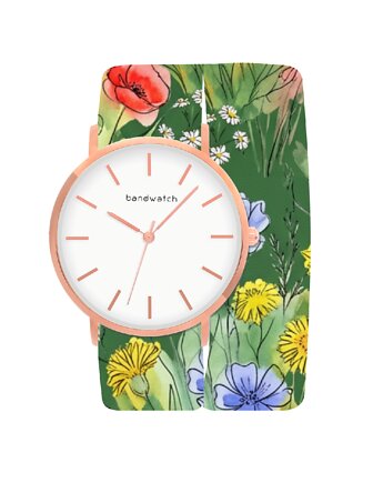 Zegarek damski wiązany - Verdant Fields - Tarcza Różowe złoto, Bandwatch