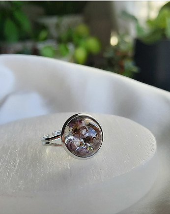 Mikro pierścionek z wrzosem, srebrny, Figa handmade accessories
