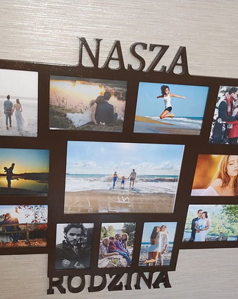 Multirama ramka na zdjęcia z napisem Nasza Rodzina mdf 12 zdjęć, Wajdrew