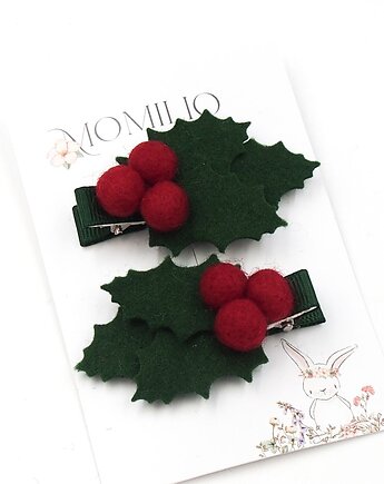 Spinki do włosów gałązka ostrokrzewu ŚWIĘTA, Momilio