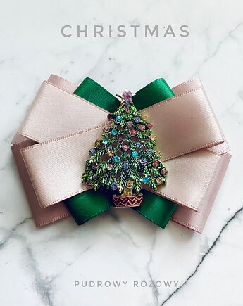 Brosza z Choinką Święta Mikołajki, Pudrowy Różowy