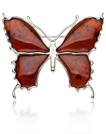 Duża broszka motyl bursztynowy, Ade Art