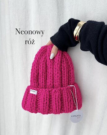Czapka Nordic 100% wełna *neonowy róż*, GANGSTA KNIT