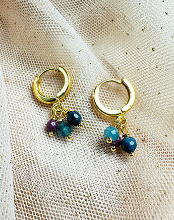 Kolczyki z szafirem, rubinem i turmalinem, Anemon Atelier