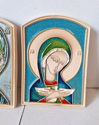 Ikona ceramiczna obraz sakralny, Wooden Love