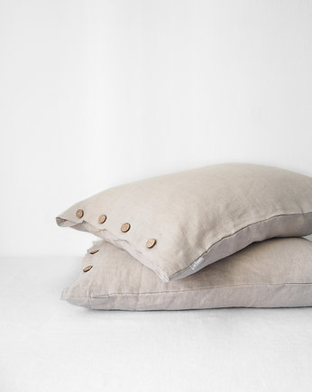 Lniana Poszewka Z Guzikami NATURAL, so linen!