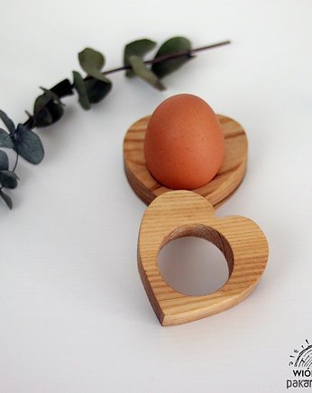 Drewniana podstawka pod jajko - SERCE komplet 2szt, Ryczka
