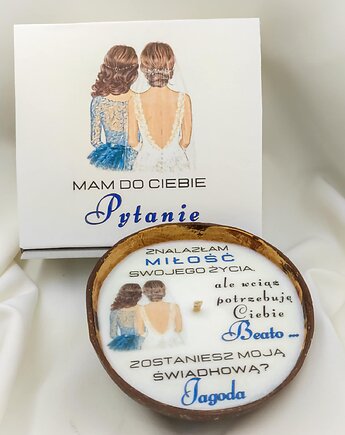 Świeca zapytanie "Zostaniesz moją świadkową? "/ świeca w kokosie, Swiecznikowo