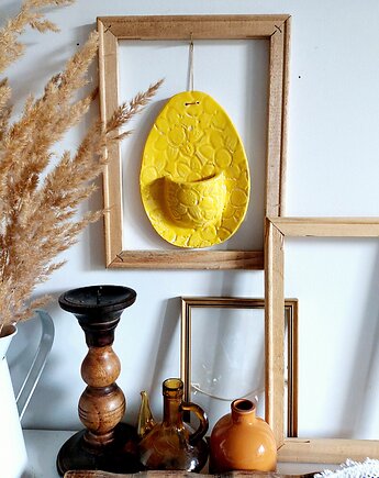 Ceramiczna zawieszka ozdoba ścienna żółty kwietnik, Wooden Love