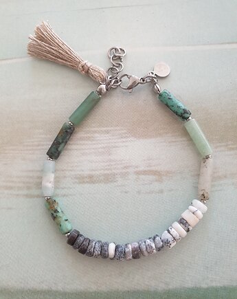 Bransoletka patyczki labradoryt, opal, turkus, amazonit, modesign