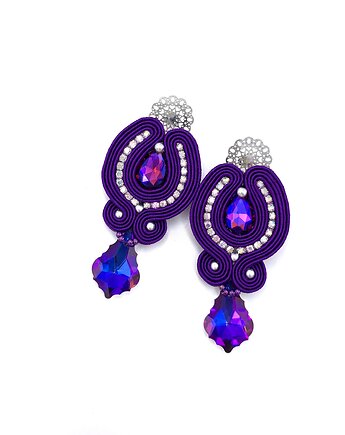 Kolczyki sutasz fioletowe sztyfty wieczorowe z kryształkami Velo, Katrina Rossa