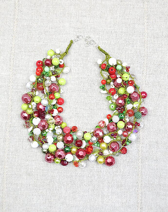6969 Wielobarwny Naszyjnik Maxi Czerwony, Zielony, Biały, kama4you